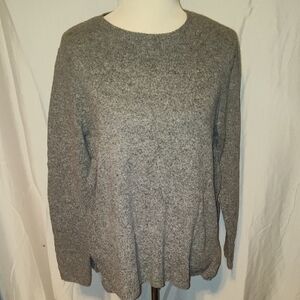 J.jill Size Med grey long-sleeve sweater featuring a unique side-split  Stripes